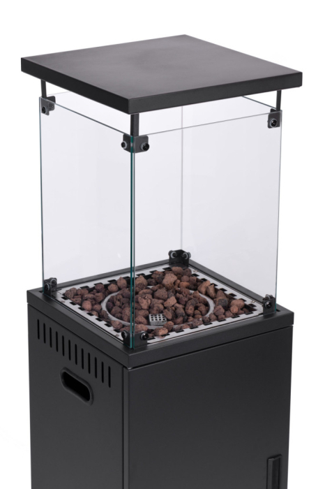 Homelux Șemineu mobil pe gaz pentru încălzirea terasei cu pietre vulcanice și capac de protecție 13 kW [6]