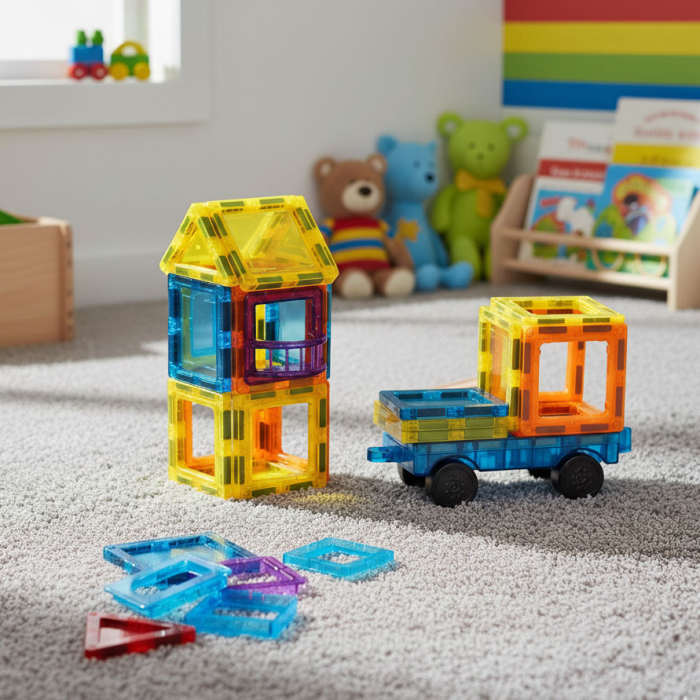 Homelux Set construcție magnetică 45 piese avion, casă, mașină [3]