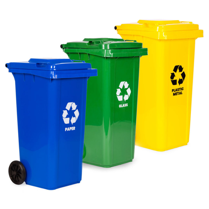 Homelux Set coș de gunoi 3x120L albastru, verde, galben cu roți de cauciuc [2]