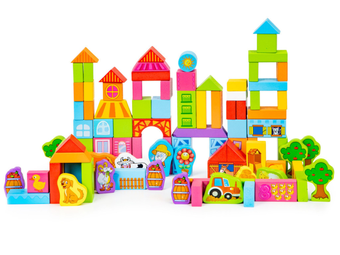 Homelux Set de 100 de cuburi educative din lemn pentru ferme [3]