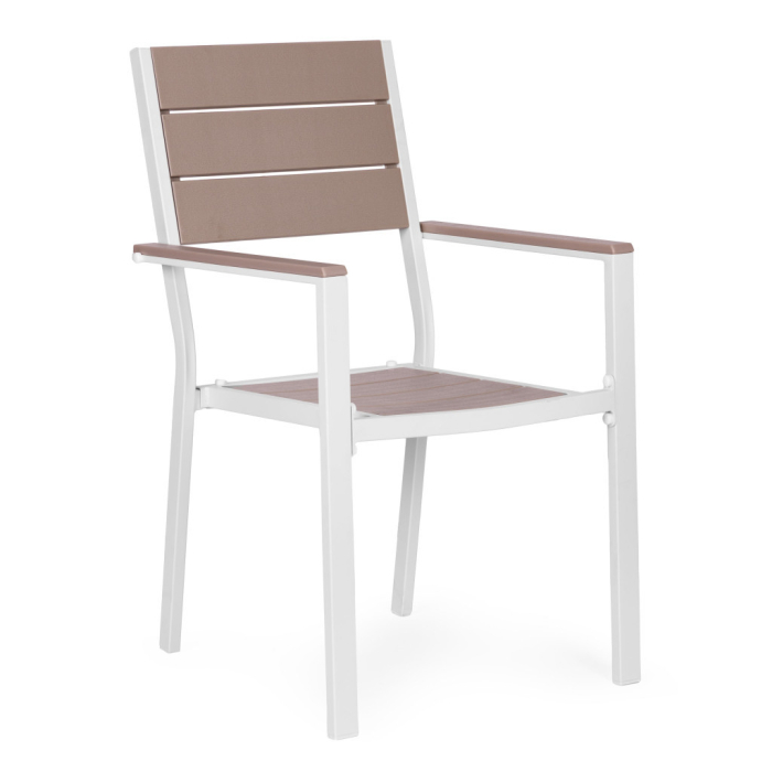Homelux Set de 2 scaune de grădină cu cadru metalic, scaun din plastic alb [5]