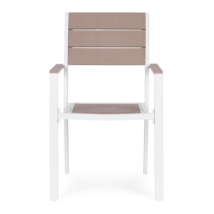 Homelux Set de 2 scaune de grădină cu cadru metalic, scaun din plastic alb [4]