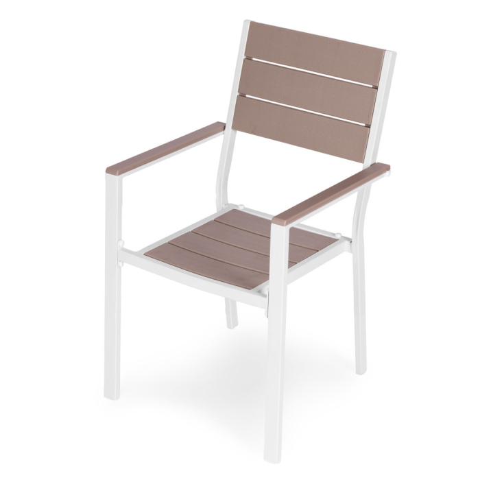 Homelux Set de 2 scaune de grădină cu cadru metalic, scaun din plastic alb [6]