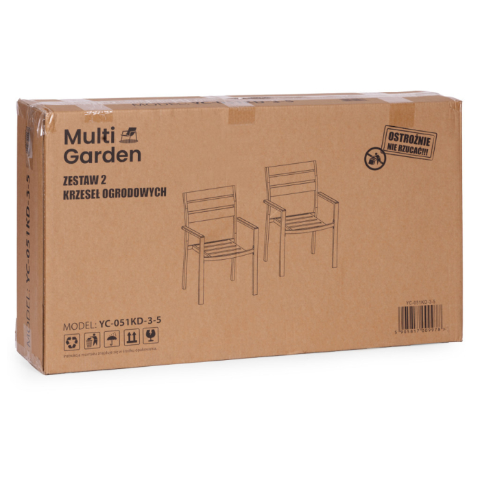 Homelux Set de 2 scaune de grădină cu cadru metalic, scaun din plastic alb [9]