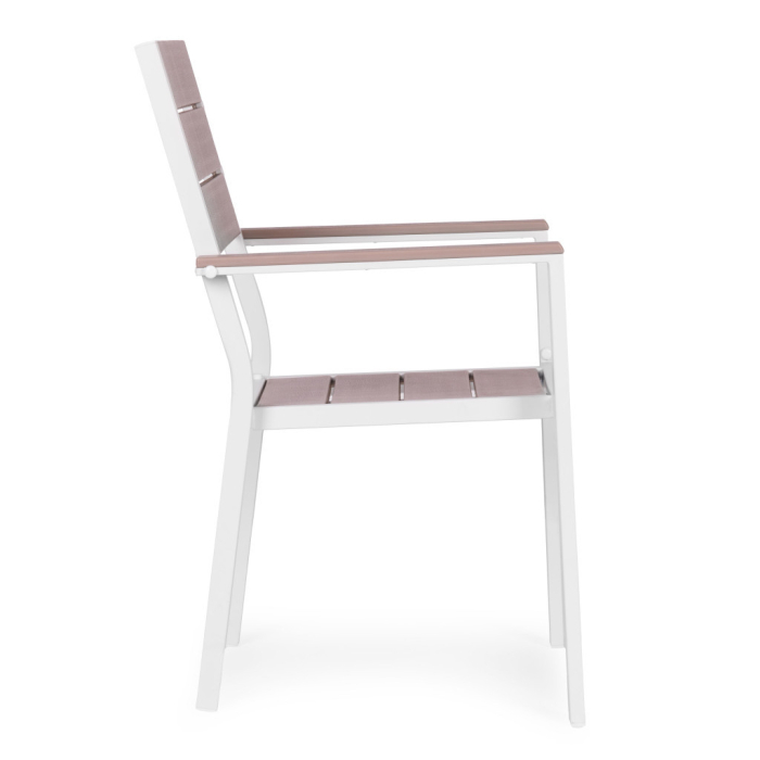 Homelux Set de 2 scaune de grădină cu cadru metalic, scaun din plastic alb [7]