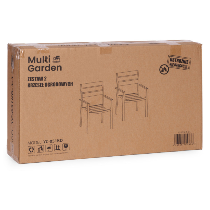 Homelux Set de 2 scaune de grădină cu cadru metalic și scaun din plastic negru [9]