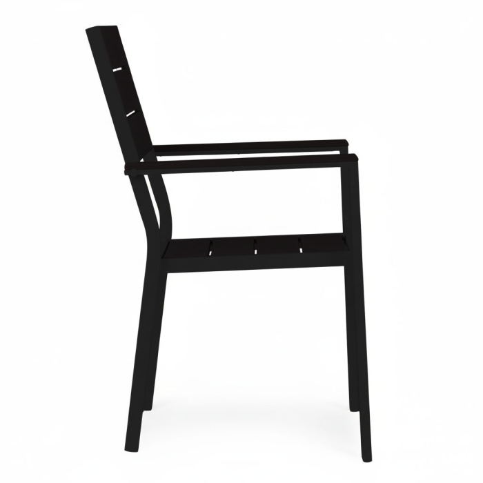 Homelux Set de 2 scaune de grădină cu cadru metalic și scaun din plastic negru [7]