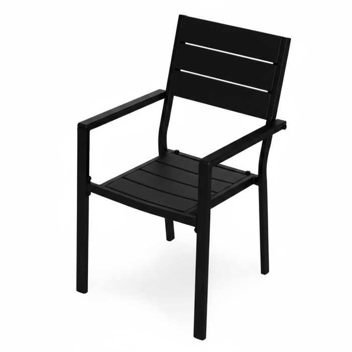 Homelux Set de 2 scaune de grădină cu cadru metalic și scaun din plastic negru [6]