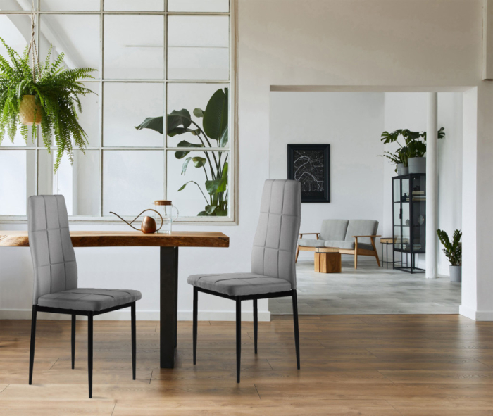 Homelux Set de 4 scaune cu spătar înalt din țesătură gri [7]