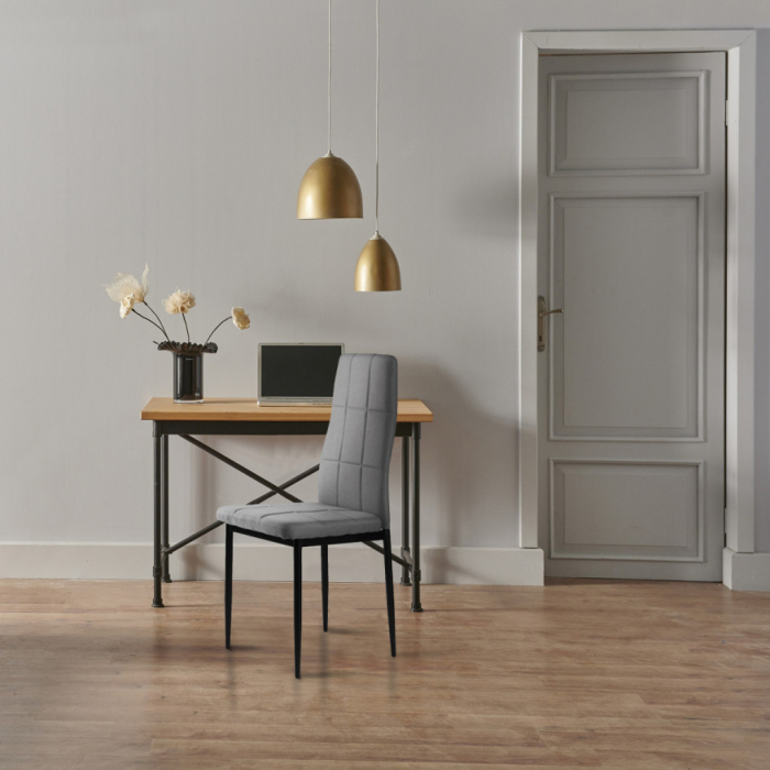 Homelux Set de 4 scaune cu spătar înalt din țesătură gri [6]