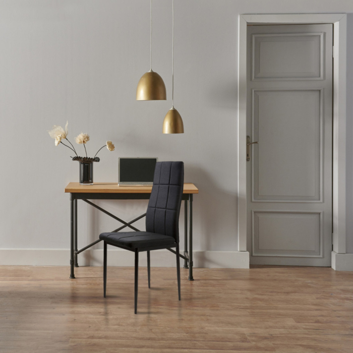 Homelux Set de 4 scaune cu spătar înalt din țesătură neagră [7]