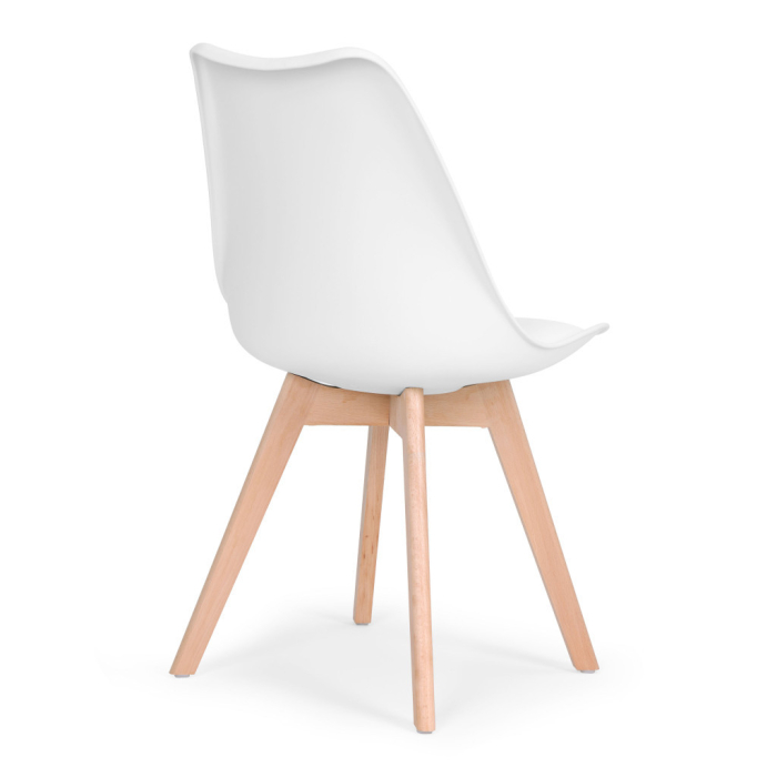 Homelux Set de 4 scaune de masă cu pernă din piele ecologică albă [6]