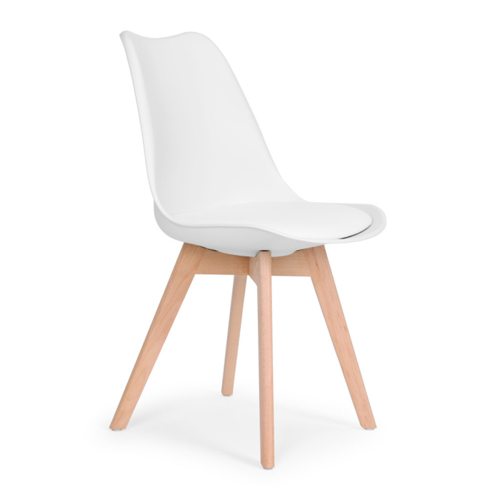 Homelux Set de 4 scaune de masă cu pernă din piele ecologică albă [3]