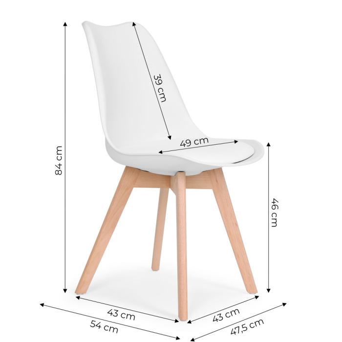 Homelux Set de 4 scaune de masă cu pernă din piele ecologică albă [10]