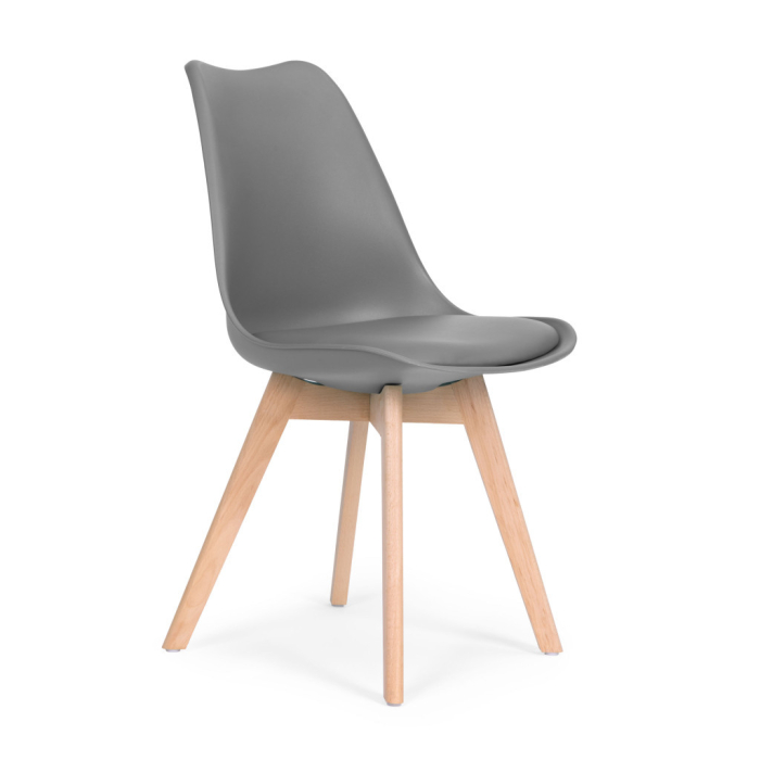 Homelux Set de 4 scaune de masă cu pernă din piele ecologică gri [3]