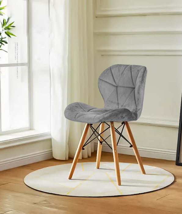 Homelux Set de 4 scaune din catifea gri [4]