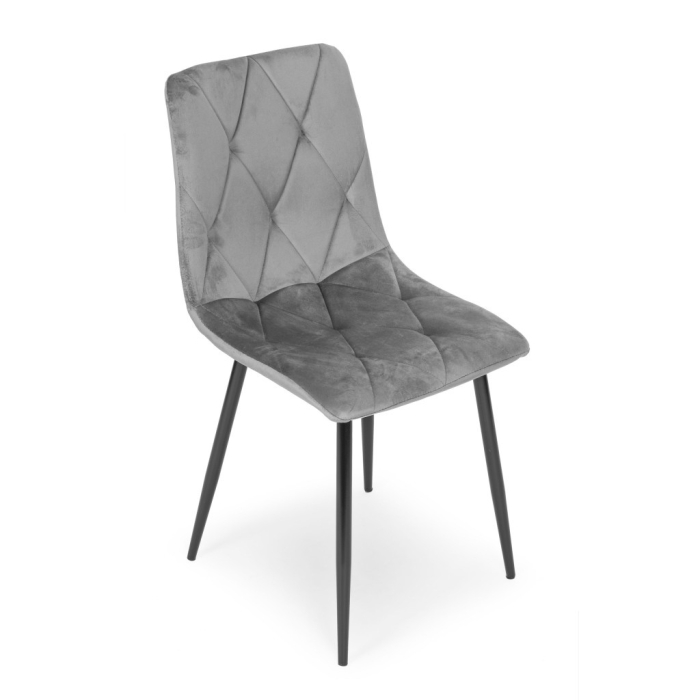 Homelux Set de 4 scaune din catifea matlasata gri [5]