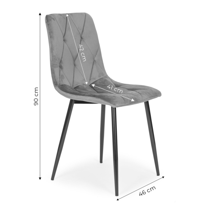 Homelux Set de 4 scaune din catifea matlasata gri [8]