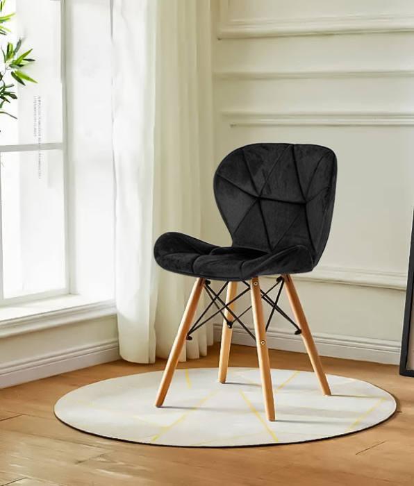 Homelux Set de 4 scaune din catifea negru [4]