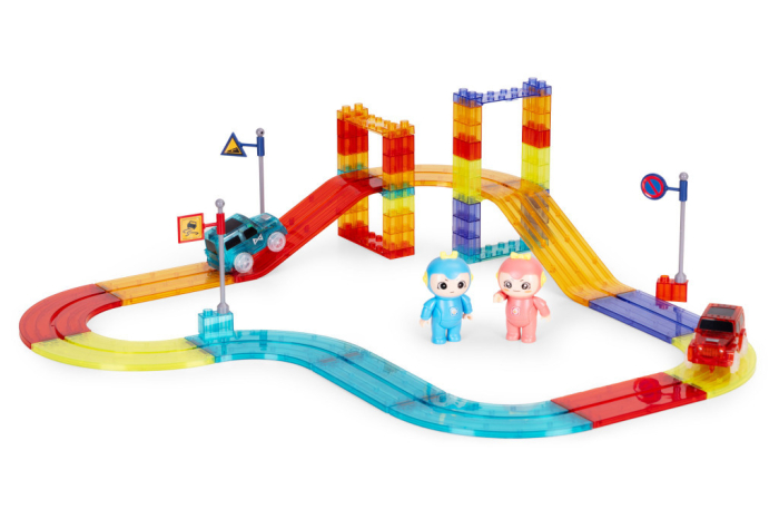 Homelux Set de construcție cu pistă de curs magnetică cu mașini LED 154 de piese [2]