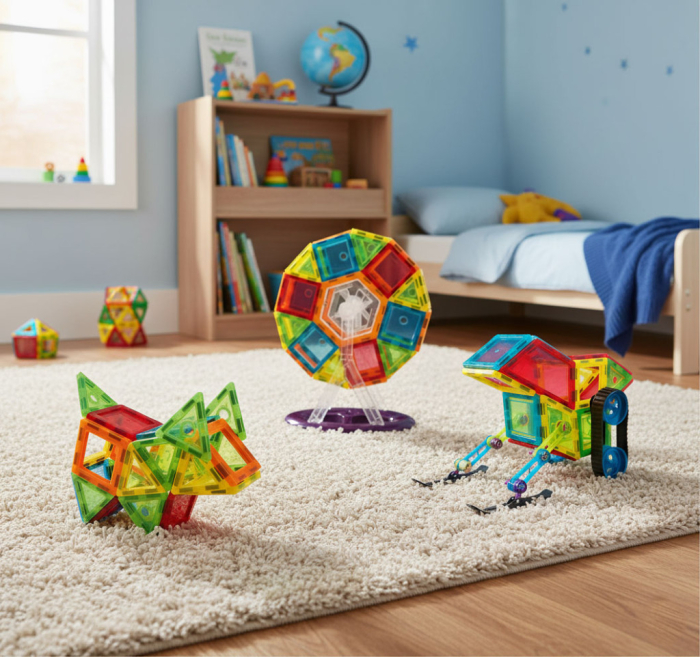 Homelux Set de constructii magnetice 70 piese casa, masina, roata Ferris etc. [7]