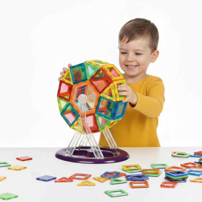 Homelux Set de constructii magnetice 70 piese casa, masina, roata Ferris etc. [6]