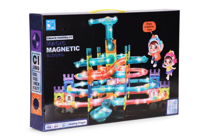 Homelux Set de jocuri de construcție cu bile magnetice fosforescente în întuneric cu 166 de blocuri de construcție creative [10]