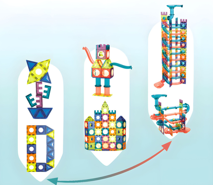 Homelux Set de jocuri de construcție cu bile magnetice fosforescente în întuneric cu 166 de blocuri de construcție creative [4]