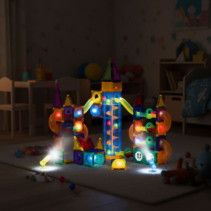 Homelux Set de jucării de construcție cu bile magnetice luminoase 134 piese [3]