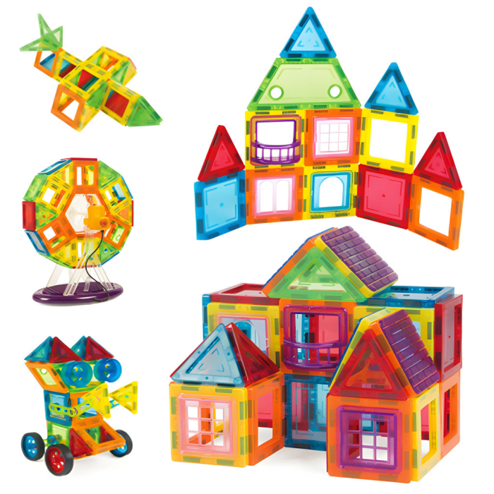 Homelux Set de jucării de construcție magnetice 106 piese castel, robot, roată Ferris etc. [5]