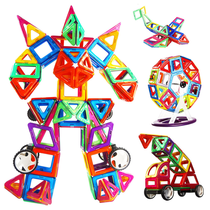 Homelux Set de jucării de construcție magnetice 130 piese robot, pompier, avion etc. [4]