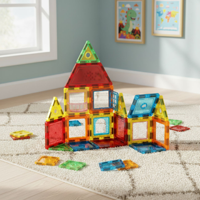 Homelux Set de jucării de construcție magnetice 130 piese robot, pompier, avion etc. [8]