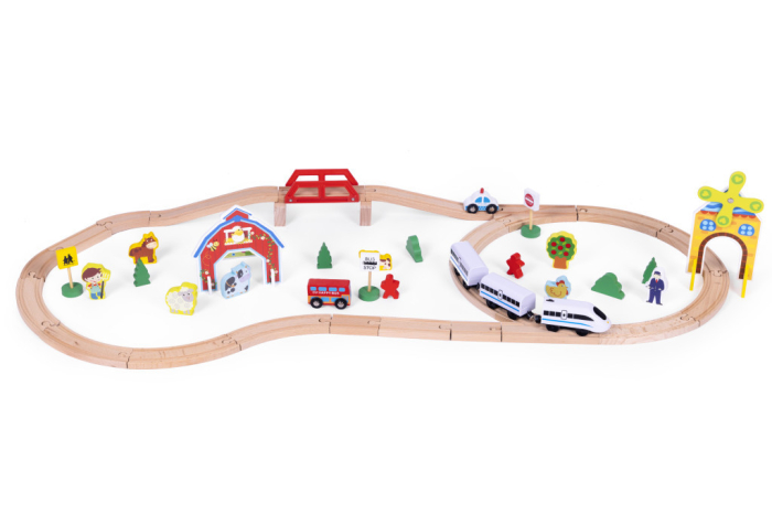 Homelux Set de trenuri agricole din lemn 53 de piese [2]