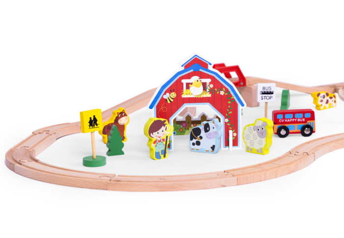 Homelux Set de trenuri agricole din lemn 53 de piese [4]