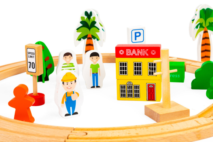 Homelux Set de trenuri din lemn 74 buc [4]