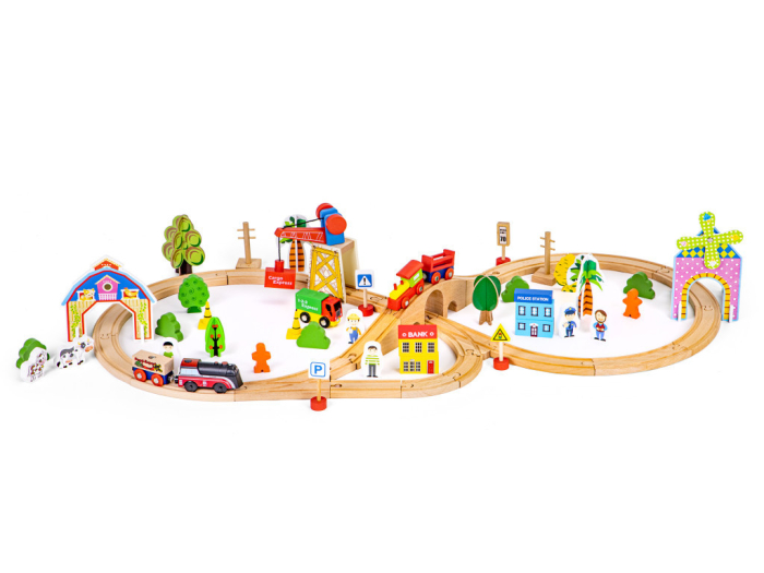 Homelux Set de trenuri din lemn 74 buc [7]