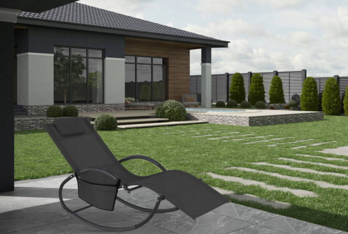 Homelux Șezlong, balansoar cu buzunare laterale negre [4]