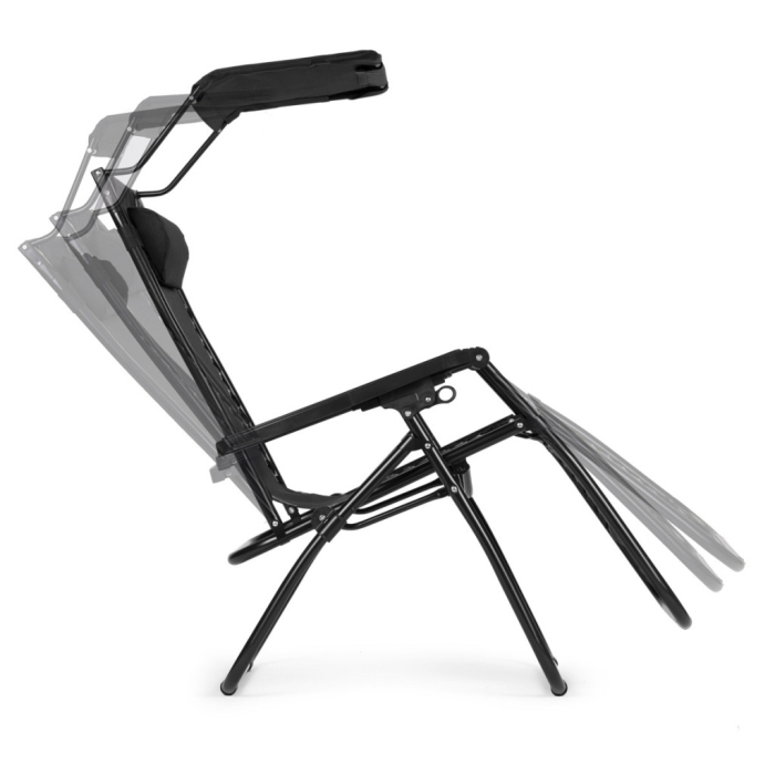 Homelux Șezlong pliabil cu copertină neagră [6]