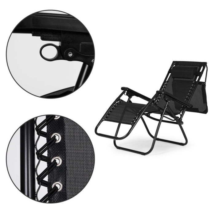 Homelux Șezlong pliabil cu copertină neagră [10]