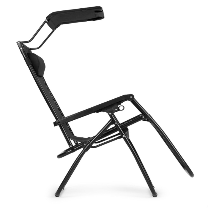 Homelux Șezlong pliabil cu copertină neagră [5]