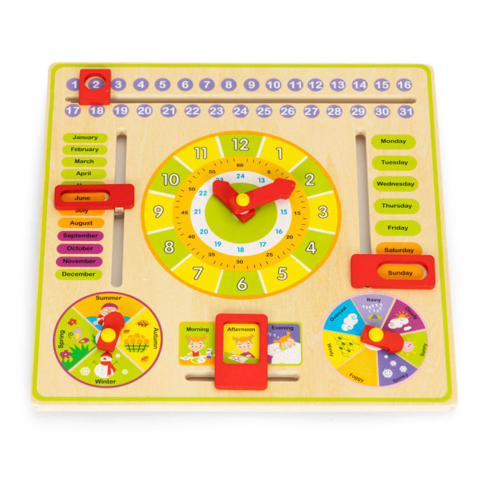 Homelux Tablă educațională din lemn cu timp și calendar pentru învățarea limbii engleze 7 în 1 [3]