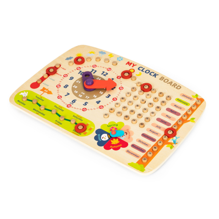Homelux Tablă educațională din lemn cu timp și calendar pentru învățarea limbii engleze 9 în 1 [4]