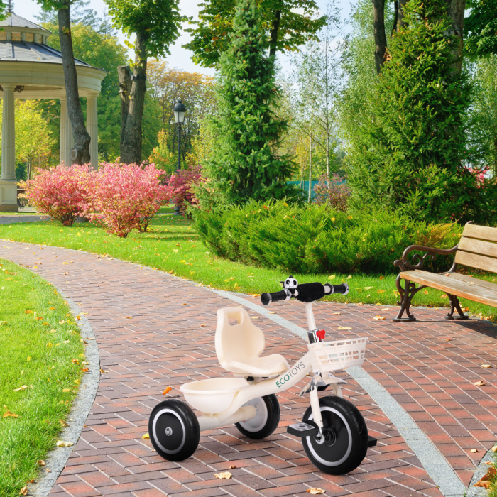 Homelux Triciclu cu mâner anti-alunecare cu clopot și coș bej [7]