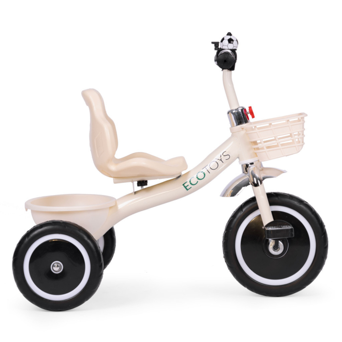 Homelux Triciclu cu mâner anti-alunecare cu clopot și coș bej [3]