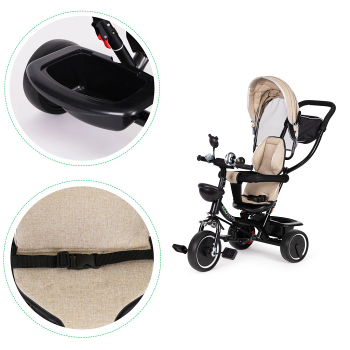 Homelux Triciclu cu scaun pivotant și acoperiș bej [6]