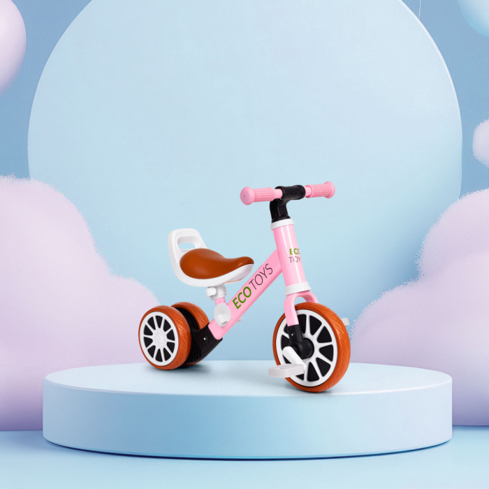 Homelux Triciclu jogging biciclete cu pedale 2 în 1 roz [2]