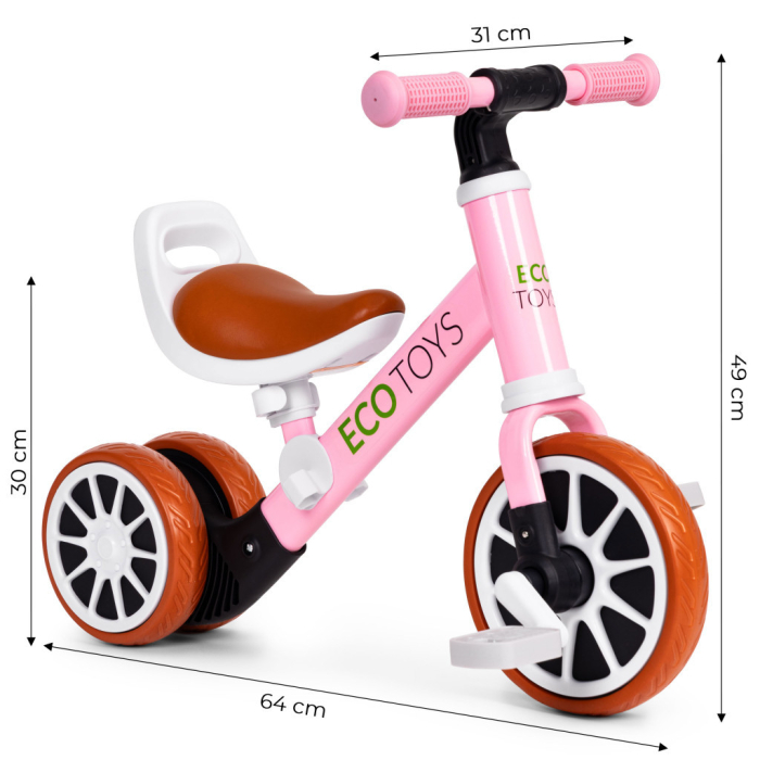Homelux Triciclu jogging biciclete cu pedale 2 în 1 roz [7]