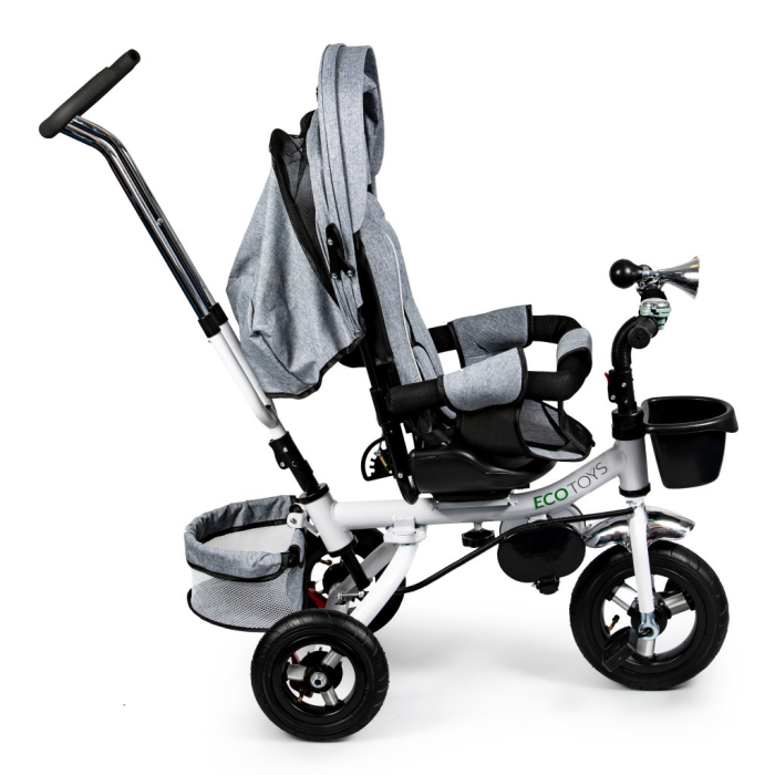 Homelux Triciclu rotativ 360° triciclu Deluxe cu acoperiș gri [2]