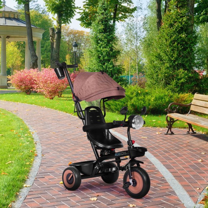 Homelux Triciclu triciclu cu scaun pivotant și parasolar 3in1 maro [2]
