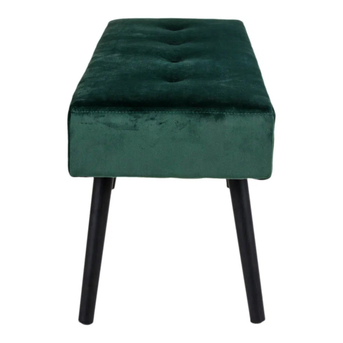 House Nordic Bancă Skiby, catifea verde închis cu picioare negre 100x35x44 cm [4]